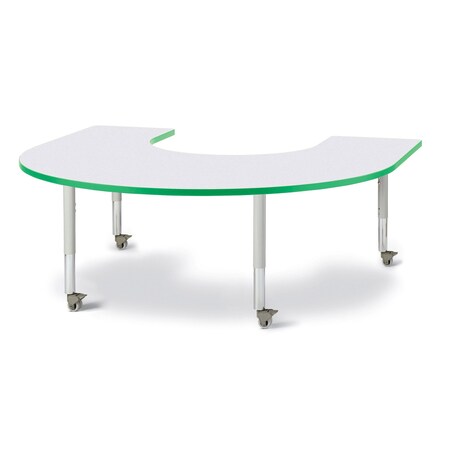Jonti-Craft Berries Horseshoe Activity Table, 66 in. x 60 in., Mobile, Freckled Gray/Green/Gray 6445JCM119